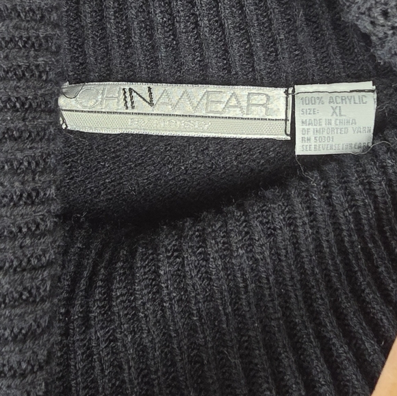 Vintage Chinawear Knit Sweater  Cross Stitch Rose Print Cottagecore  Size XL - Picture 5 of 9